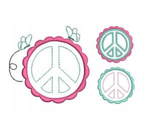 Stickdatei Peace Schmetterlinge